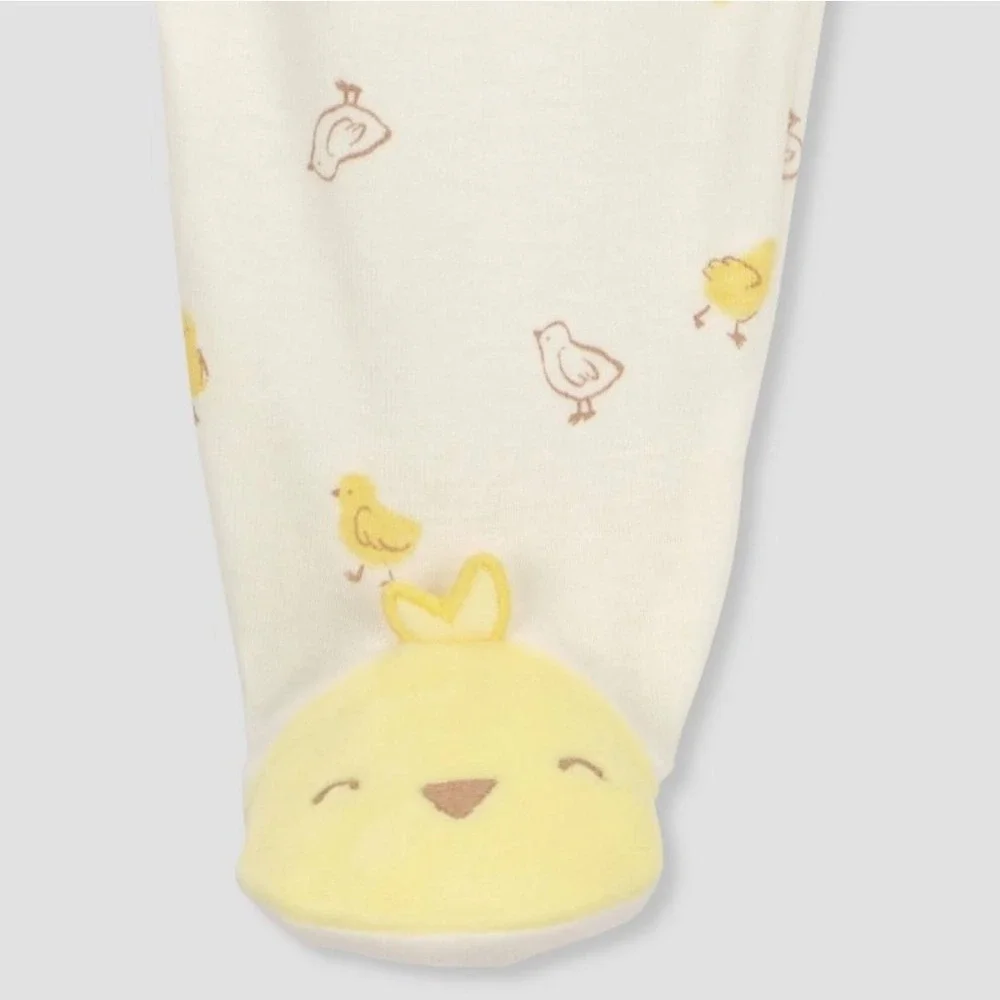 Just One You by‎ Carters Baby Pajama Set White Yellow Chick Print Footed PJs NEW